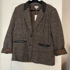 Steve Madden Black and Brown Checkered Blazer